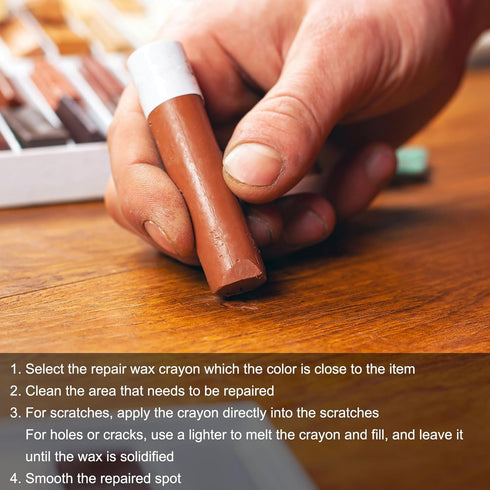 uxcell Furniture Repair Crayons, 5Pcs - Wood Wax Filler Stick, Furniture Markers Touch Up - for Scratches Holes Tables Desks Wooden Floors Cover U...
