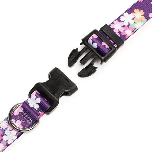 Adjustable Dog Collar - Special Design Patterns, Soft Nylon Comfortable Durable Pet Collar for Small Medium Large Dogs (S, Floral Pink)...