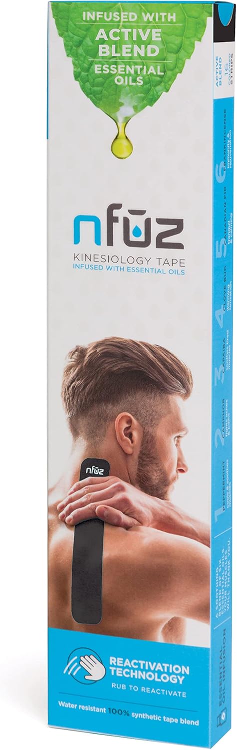 Essential Oils Infused Kinesiology Tape - NFUZ Tape - Active Blend - Aromatherapy Oils Athletic Tape - K Tape Precut Strips, Sports Recovery Body ...