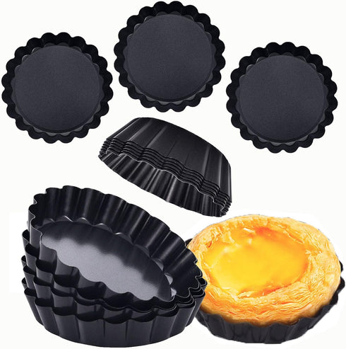 Mini Tart Pans 4 Inch with Removable Bottom, Nonstick Quiche Pan Fluted Edges Thickened Carbon Steel Pie Tart Pans for Baking tartlets, fruit tart...