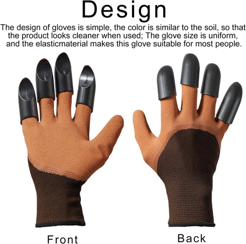 2 Pairs Pack Garden Gloves with Claws for Digging, Planting, and Raking, Best Gift for Gardener, Duty Latex and ABS Gloves, No Slip Off Comfortabl...