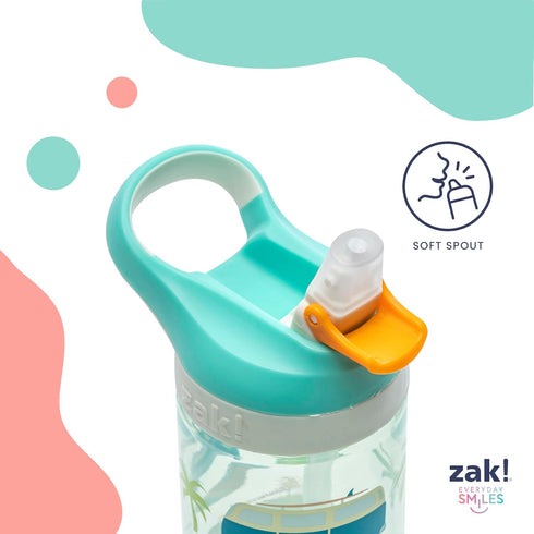 Zak Designs Minecraft Kids Water Bottle with Straw and Built in Carrying Loop Set, Made of Plastic, Leak-Proof Water Bottle Designs (Creeper/Pig, ...