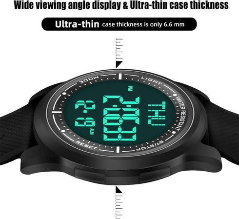 Beeasy Digital Watch Waterproof with Stopwatch Alarm Countdown Dual Time, Ultra-Thin Super Wide-Angle Display Digital Wrist Watches for Men Women...