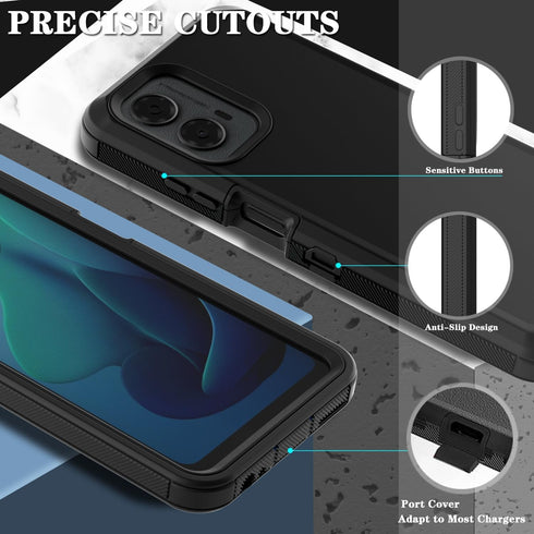 for Motorola Moto G 5G 2024 Case with Screen Protector, Belt Clip Holster Kickstand Rugged Full-Body Heavy Duty Protection Military Grade Shockpro...