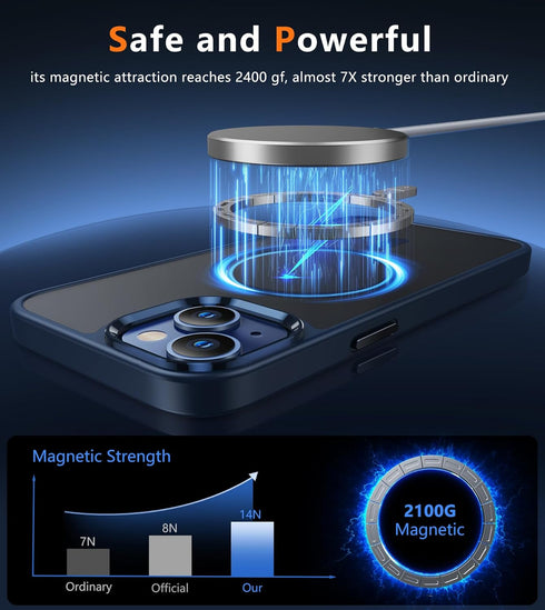 FNTCASE for iPhone 13 Phone Case: iPhone 14 Case Magnetic Translucent Matte Back Cover Metal Button Military Grade Protection Shockproof Shell Ful...