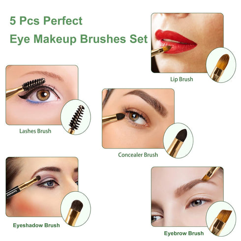Eye Makeup Brush Set, Travel Size Makeup Brush Eyebrow Makeup Brushes for Eyeshadow, Concealer, Lashes, Lip, 5 Piece Set...
