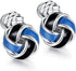 HONEY BEAR Twist Knot Cufflinks Steel for Mens Shirt Wedding Business Gift ,Blue and Black...