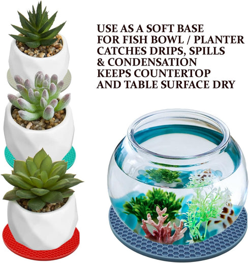 Mxmll 4pk 7 Inch Round Heat Resistant Silicone Trivets Fot Hot Dishes Protect Table Counter Top from Hot Pots and Pans with This Sleek and Stylish...