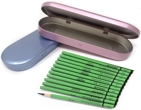 Honbay 2PCS Metal Hinged Tin Box Small Pen Case Home Organizers for Pen Pencil Makeup Brushes (2 Colors shipped by random)...