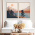 Bankrenart Nature Landscape Wall Art Prints Mountain Sun Lake Wall Art for Living Room Unframed Mid Century Wall Art Forest Pictures Artwork Boho ...