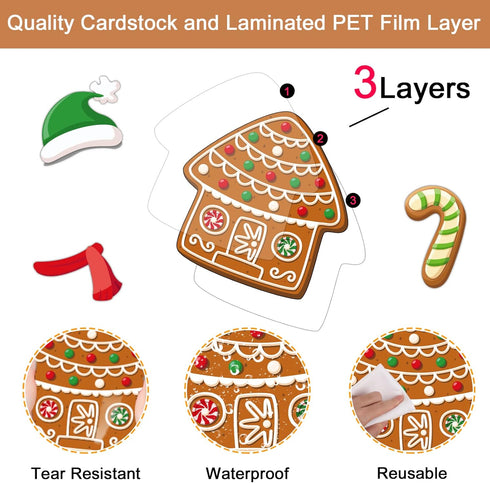 Christmas Cutouts Xmas Gingerbread Classroom Bulletin Board Decorations Merry Christmas Party Supplies for Toddler Kids Students Classroom Decors...