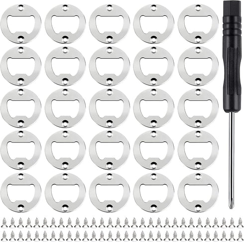 JINGTONG 25 Set DIY Bottle Opener Insert Kits, Rustproof Inserts + 50 Screws Screwdriver Metal Beer Hardware Parts Accessories for Resin Mold (Sil...