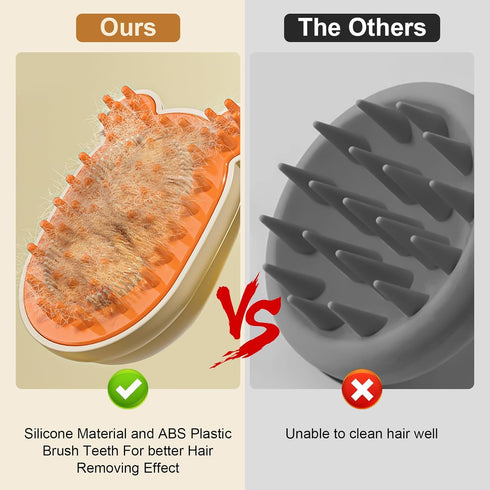 Cat Steam Brush Rechargeable Cat Brush Steamer for Shedding,Self-Cleaning Grooming Brush for Long &Short Haired Dogs and Cats,Remove and Clean Tan...