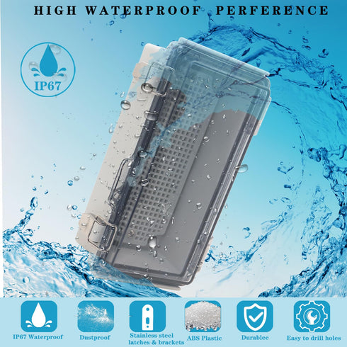 Outdoor Waterproof Electrical Box Junction Box Weatherproof IP67 ABS Plastic Enclosure Switch Router Project Box Electronics Enclosure with Mounti...