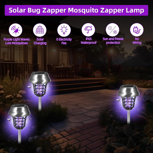Solar Bug Zapper Outdoor Mosquito Zapper 2 in 1 Mosquito Killer Lamp for Patio Backyard Garden Pathway Insect Mosquito Repellent purple and White ...