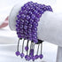 Massive Beads Natural Healing Power Gemstone Crystal Round Beads Unisex Adjustable Macrame Bracelets 8mm (Amethyst)...