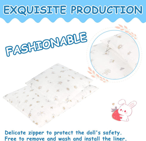 18 Inch Doll Bedding 2 Pc. Set - Reversible Print Baby Doll Bedding Accessories with Comforter and Pillow - Fits American Girl Dolls and Other 18 ...