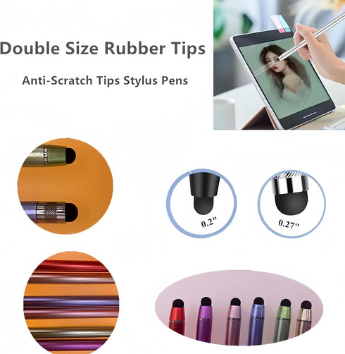6 Pack Stylus Pen for Touchscreen, Smozer 2 in 1 High Sensitivity Capacitive Stylus Pen for iPad, iPhone, Android Smartphone, Tablets and All Univ...