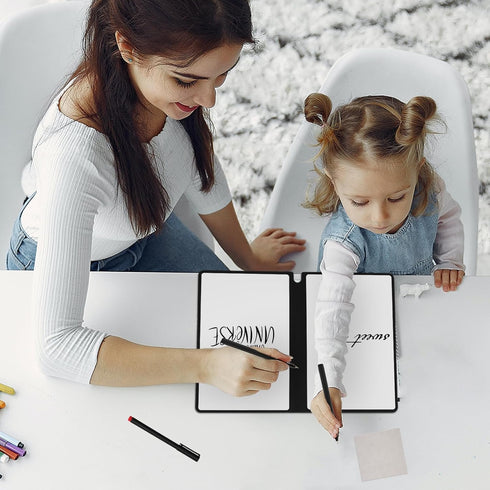Reusable Dry Erase Notebook, 9.4x6.5 Inch Portable A5 Dry Erase Notebook Erasable Notebook White Board Dry Erase for Office Business Home (Light B...