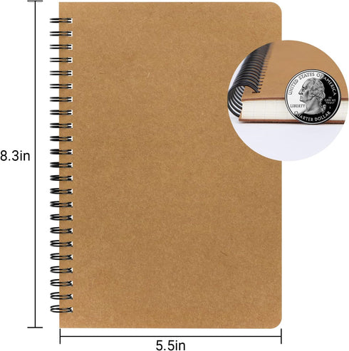 EUSOAR Hard Cover Spiral Notebook, A5 3Pack 5.5"x8.3" 120 Pages Graph Spiral Notebook Journals, Wirebound Journal Sketch Notebook for Math and Sci...