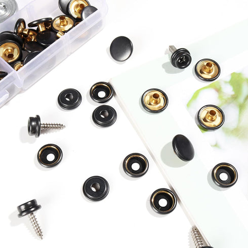 weiwei 153 PCS Canvas Snap Kit Stainless Steel 3/8" Socket Boat Snaps Marine Grade Metal Screws Fasteners with Setting Tool for Carpet Leather Fab...