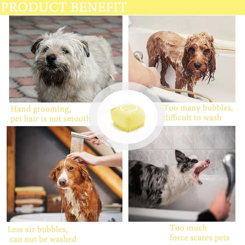 Dog/Cat Bath Brush Massage Brush Pet Scrubber Brush Dog Shampoo Scrubber Brush for Short & Long Haired Dogs/Cats....