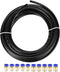 uxcell Pneumatic 8mm OD Polyurethane PU Air Hose Tubing Kit 10 Meters Black with 10 Pcs Push to Connect Fittings...