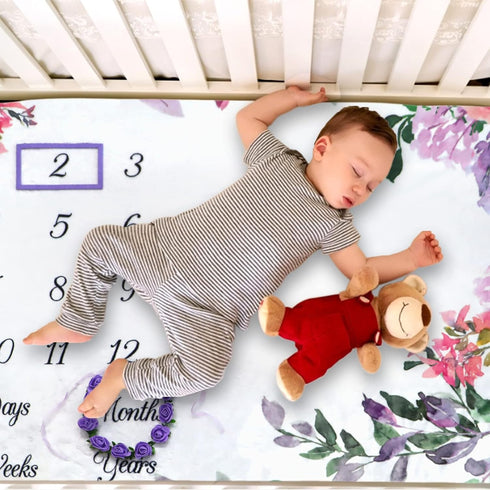 SPOKKI 6 PCS Baby Monthly Milestone Blanket Girl, 60''x40''Fleece Monthly Blanket Newborn with Headband for Photography Background Prop and Mom Nu...