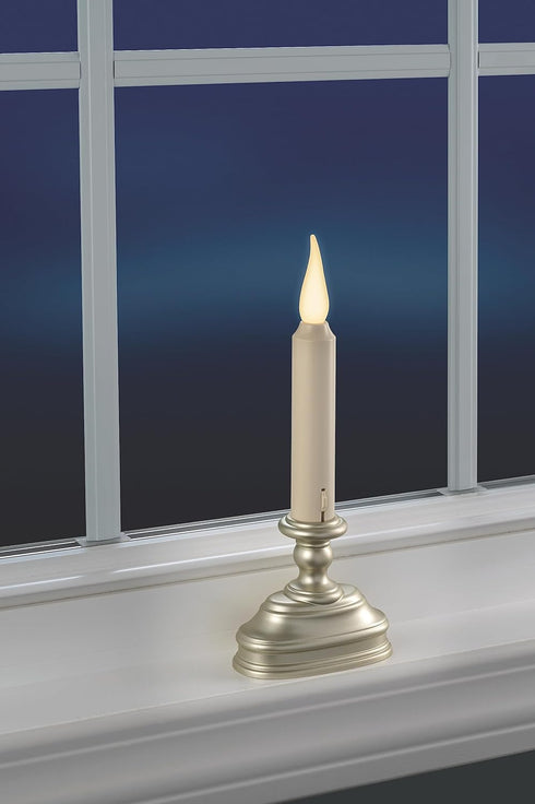 FPC1620P Battery Operated 9 Inch Window Candle New Dynamic 3 D Warm White Flicker Flame, with 3 Position Switch and Automatic On Timer...