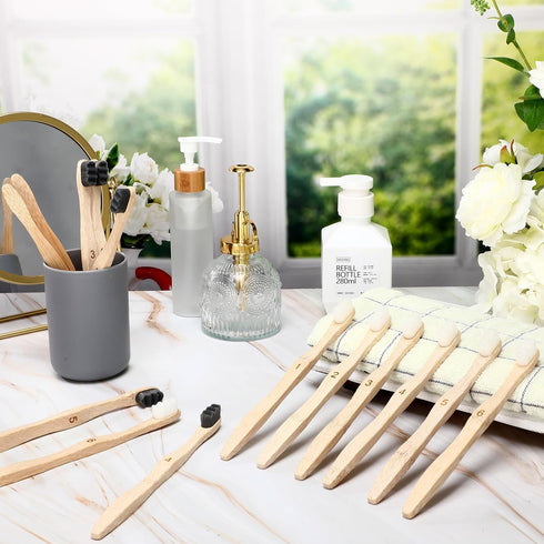 Sieral 24 Pcs Toothbrushes Extra Soft Bristles Wooden Bamboo Toothbrush 20000 Soft Natural Bristle Toothbrush for Kids Adults Home Travel Individu...
