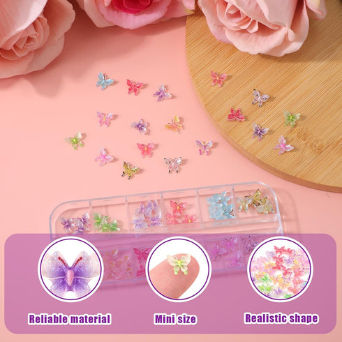 60pcs Miniature Tiny Butterflies, 0.41x0.33in Glitter Micro Resin Butterflies Small Butterfly Figurines Mini Butterflies for Decoration Dream Gard...