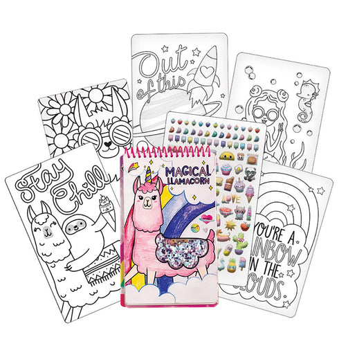 Fashion Angels Llama Shaker Compact Sketch Portfolio/Llama Sketch Book/Llama Coloring Book, Brown/a, 7.6 Ounce...