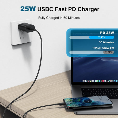 for Samsung s21 s22 USB C Charger, 25W Super Fast Phone Charger Type C Wall Charger with 10ft USBC to USBC Fast Charging Cable for Samsung Galaxy ...