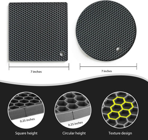 Silicone Trivets for Hot Pots and Pans - Pot Holders for Kitchen Heat Resistant Clearance, Kitchen Hot Pads for Countertops, Heat Mats for Kitchen...