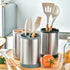 Kitchen Utensil Holder for Countertop, 360°Rotating Cooking Utensil Crocks?4 Compartment Stainless Steel Utensil Holder,6.7”Large Utensil Crock Sp...