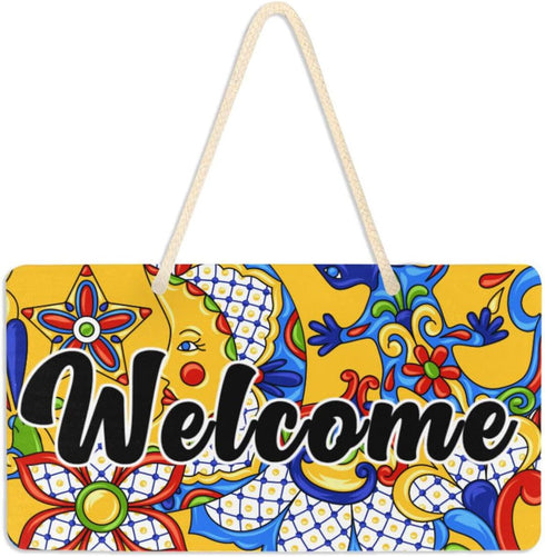 Kigai Welcome Sign Mexican Talavera Front Door Sign, Waterproof Wall Hanging Plaque for Housewarming, Farmhouse Porch Yard Garden Home Decor, 11 x...