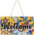 Kigai Welcome Sign Mexican Talavera Front Door Sign, Waterproof Wall Hanging Plaque for Housewarming, Farmhouse Porch Yard Garden Home Decor, 11 x...