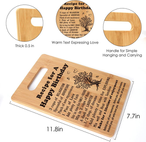 Birthday Gifts for Women Men, Happy Birthday Present, Birthday Gift Ideas Decoration, Recipe for A Happy Birthday Cutting Board Gift...