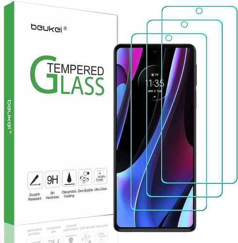 beukei (3 Pack) Compatible for for Motorola Edge+ / Plus (2022 Model Only) / Motorola Edge Plus 5G UW 2022 Screen Protector Tempered Glass, (6.7 i...