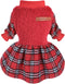 Dog Christmas Outfits Small Dog Christmas Sweater Dress Red Plaid Xmas Winter Dog Clothes Sweater for Small Dogs Girl Holiday Clothing Pet Apparel...