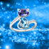AOBOCO Sterling Silver Cat Ring, Blue Purple Crystals from Austria, Cute Pet Kitten Kitty Adjustable Open Ring, Cat Gifts for Lovers, Anniversary ...