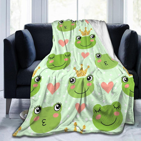 Cute Frogs Prince Baby Blankets Soft Warm Fuzzy Plush Bed Throw Blanket for Newborn Infant Toddler Girls Boys Kids, 30"X40"...