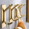 Taozun Adhesive Hooks - Gold Towel Hooks Coat Hooks, Stainless Steel 4-Pack Wall Hooks for Hanging Robe Sponges in Bathroom and Bedroom...