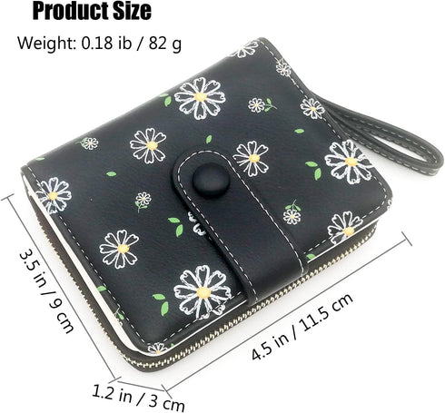 Cute Short Women Wallet, Bifold Card Holder Purse, Fancy Floral Money Pouch, Birthday Christmas Valentine's Day Gift for Female Ladies Girls...