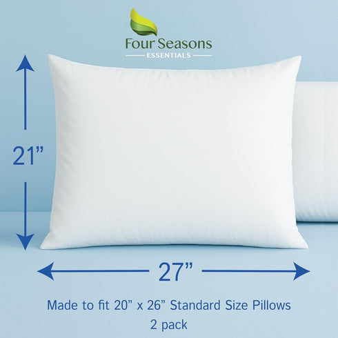 Standard Pillow Protectors (Set of 2) – Zippered Waterproof Pillow Covers Hypoallergenic Dust and Allergen Proof Pillowcase Encasement...