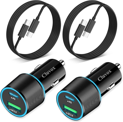 2 Pack 38W USB C Car Charger Fast Charging for iPhone 15 Pro/Max/Plus/Samsung Galaxy S24/Ultra/S23/S22 fe Dual Port Cigarette Lighter USB Charger[...