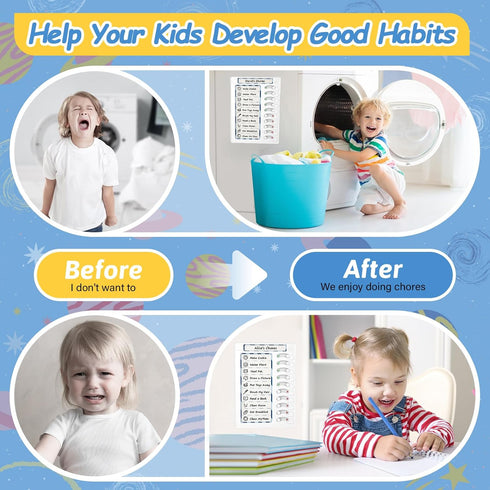 Chore Chart for Kids Sliding Routine Chart ADHD Tools for Kids to Do List Checklist Routine Planning Board for Fridge with Magnetic Marker and Des...