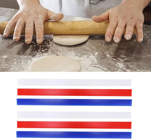 Silicone Rolling Strip, 6 Pcs Silicone Rolling Pin Guides 2/4/6mm, Rolling Pin Guides for Thickness Guide Pastry Cookie Kitchen Restaurant...