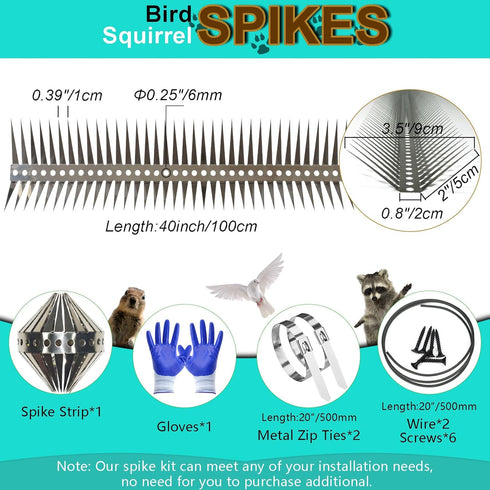 Bird Spikes, Squirrel Spikes for Bird Feeder Pole Arbitrary Bending and Winding Properties Avoided Raccoons and Squirrels Climbing Fences. (Size 4...
