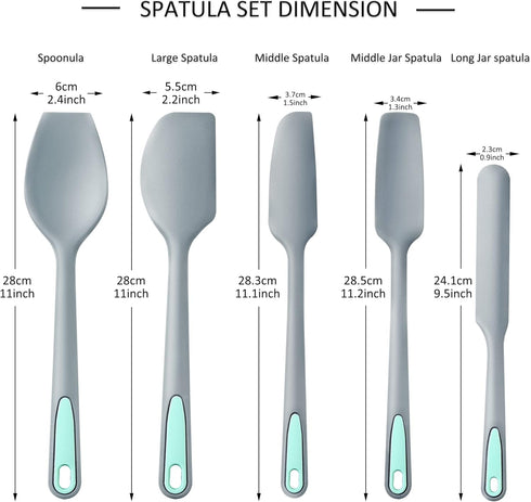 To encounter Silicone Spatula Set, 5 Pieces Seamless Spatula, Heat-Resistant Turner Spatulas, Nonstick for Baking, Cooking & Mixing, Dishwasher Sa...